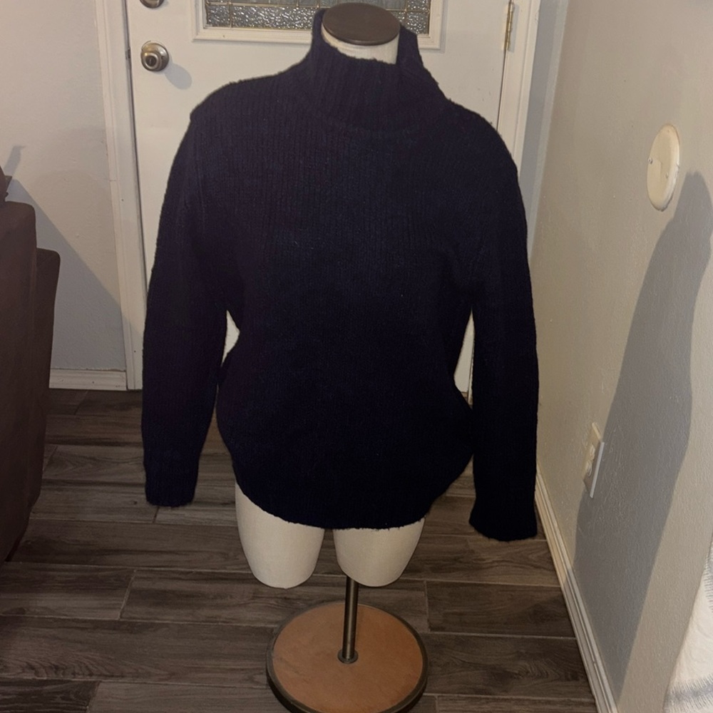 NN07 No Nationality Douglas Mens Navy Blue Turtleneck Knit Wool Sweatshirt M